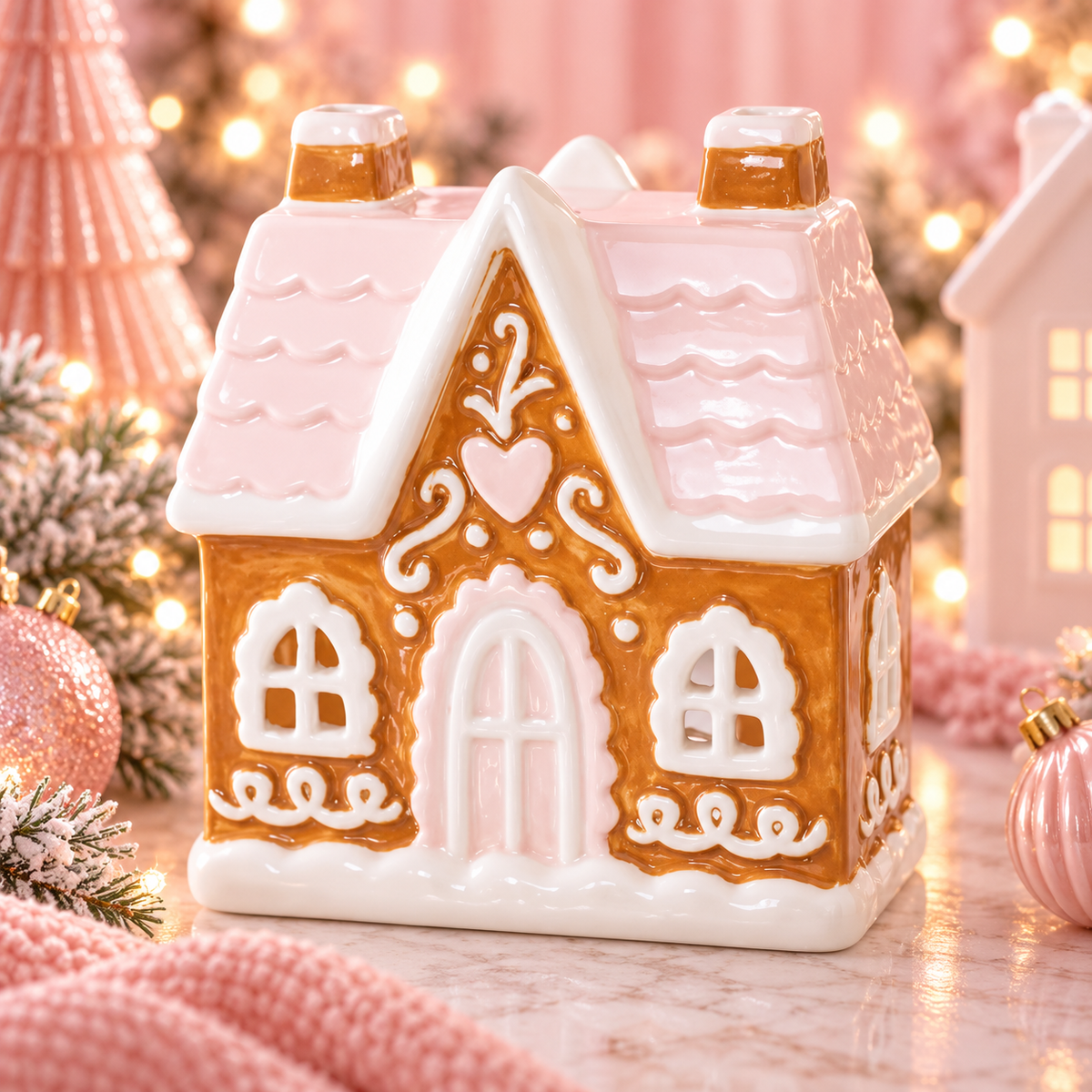 Pink Gingerbread House Wax Warmer